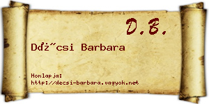 Décsi Barbara névjegykártya