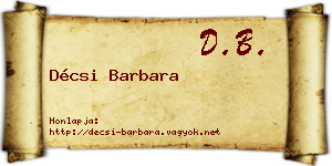 Décsi Barbara névjegykártya